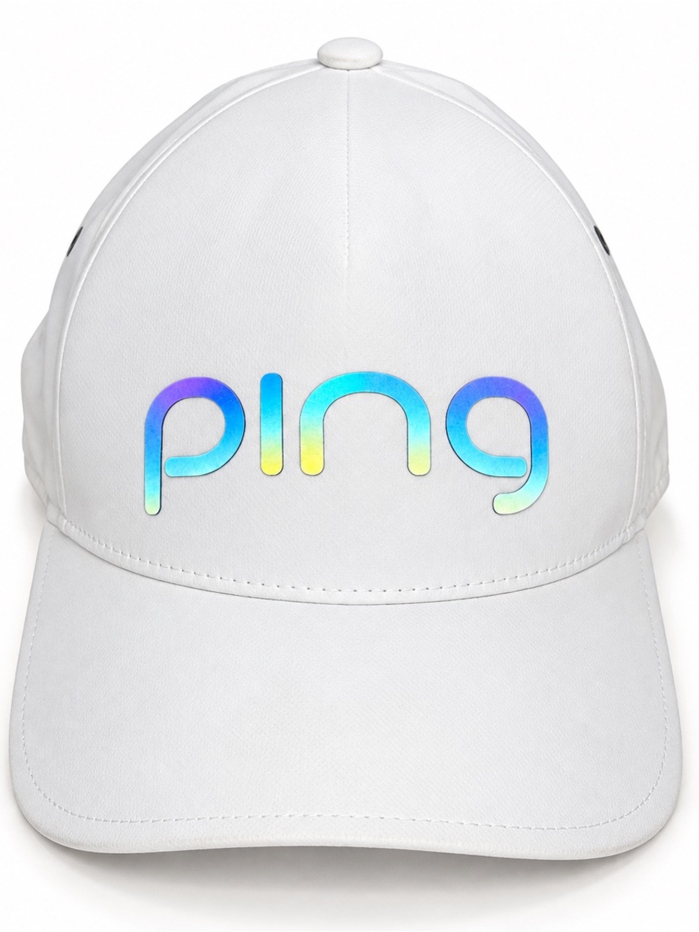 PING White Golf Hat Holographic Logo Adjustable Performance Cap